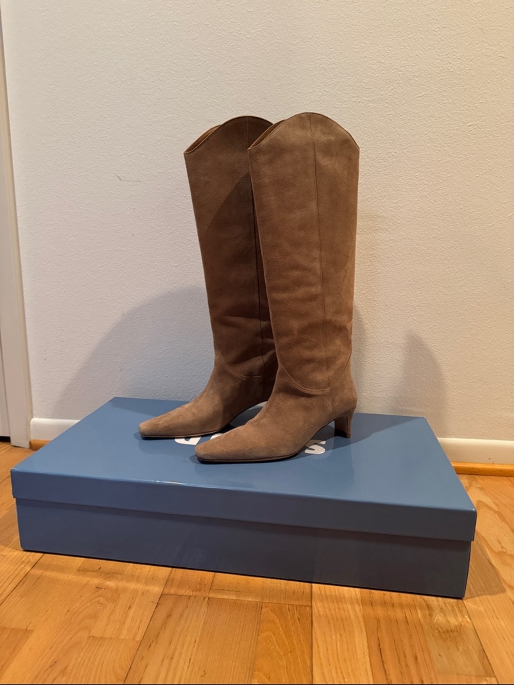 STAUD Wally Suede Boots in Dune